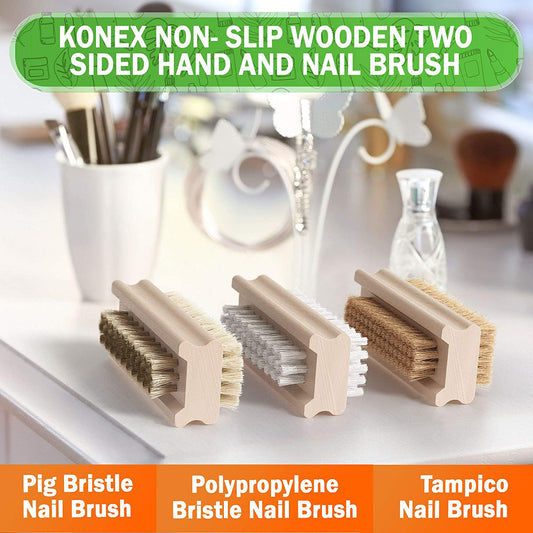 Konex Two-Sided Wooden Nail Brush, Boar Bristle