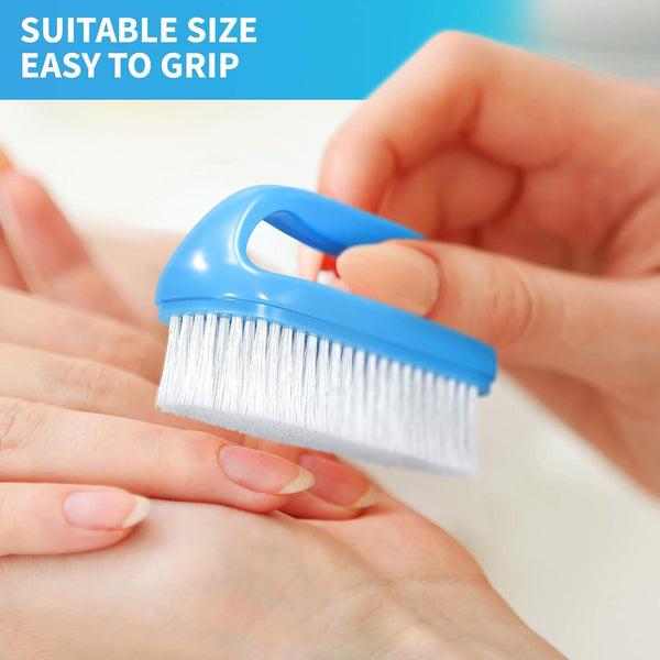 Konex Perfect-Grip Large Hand and Nail Brush, 3 Pack – Stiff Bristle Fingernail Scrub Brush with Handle