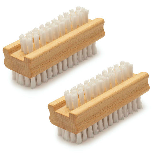 Konex Two-Sided Wooden Hand & Nail Brush, 2 Pack