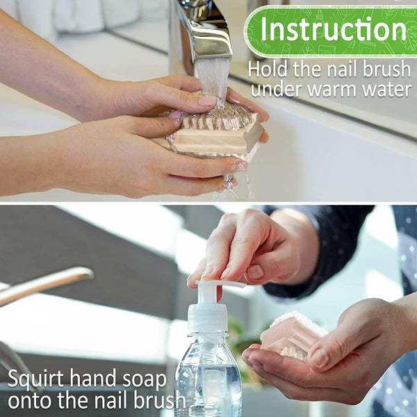 Konex Non-Slip Wooden Two-Sided Hand and Nail Brush, 2 Pack – Stiff Bristle Fingernail Brush for Cleaning Under Nails