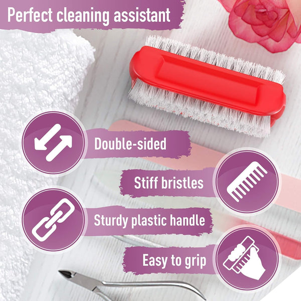 Konex Nail Brush for Cleaning Fingernails, Two-Sided Plastic