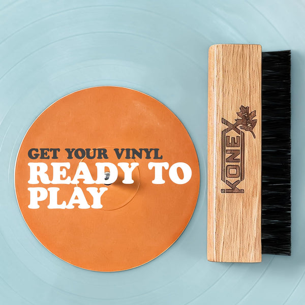 KONEX Anti Static Record Brush for Vinyl Records, Carbon Fiber Record Cleaning Brush with Beech Wood Handle, Vinyl Record Brush Dust Remover, LP Record Cleaner, Turntable Accessories