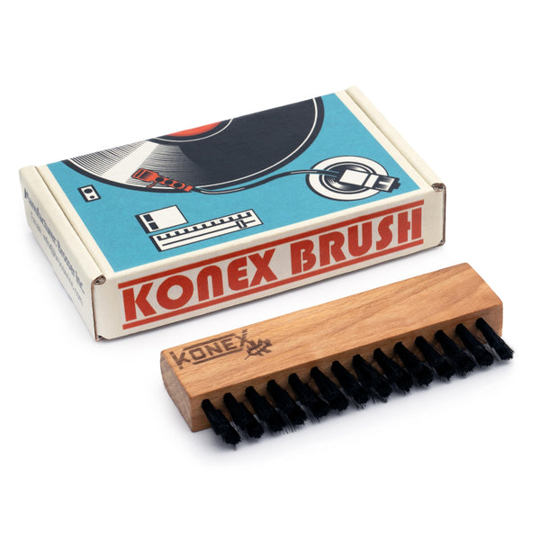 KONEX Anti Static Record Brush for Vinyl Records, Carbon Fiber Record Cleaning Brush with Beech Wood Handle, Vinyl Record Brush Dust Remover, LP Record Cleaner, Turntable Accessories