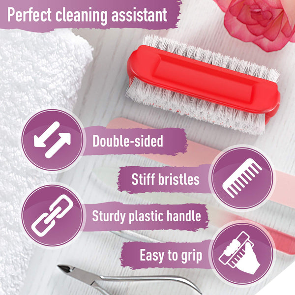 Konex Nail Brush for Cleaning Fingernails, Two-Sided Plastic