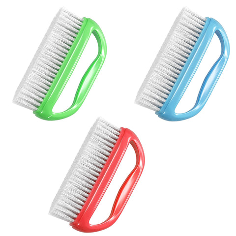 Konex Perfect-Grip Large Hand and Nail Brush, 3 Pack – Stiff Bristle Fingernail Scrub Brush with Handle
