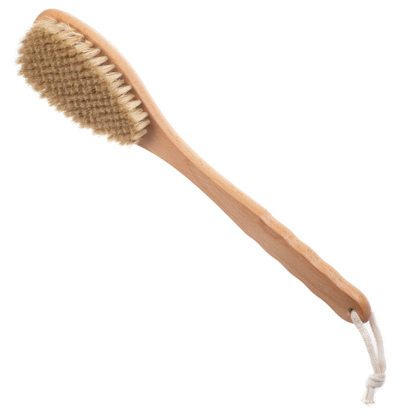 Ergonomic Dry Brushing Body Brush with Natural Boar Bristles for Skin Health.