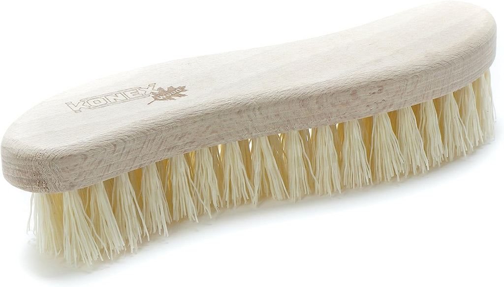 Konex Fiber Economy Utility Cleaning Brush. Heavy Duty Scrub Brush with Wood Handle. Peanut Shaped